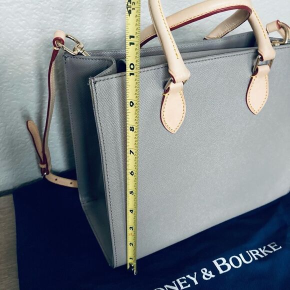 Dooney & Bourke Gray Leather Satchel Bag Purse - Picture 5 of 12